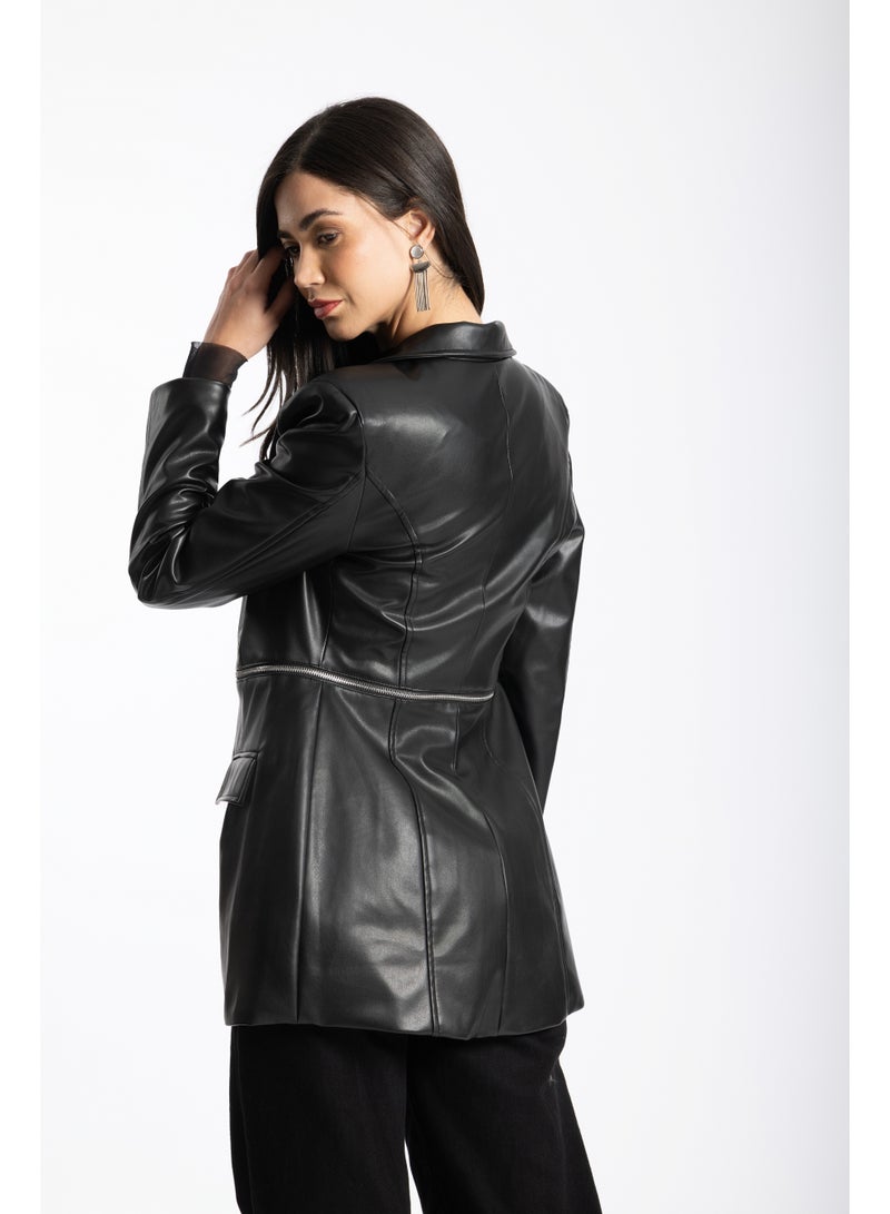 AMICI Cropped leather coat - Image 4